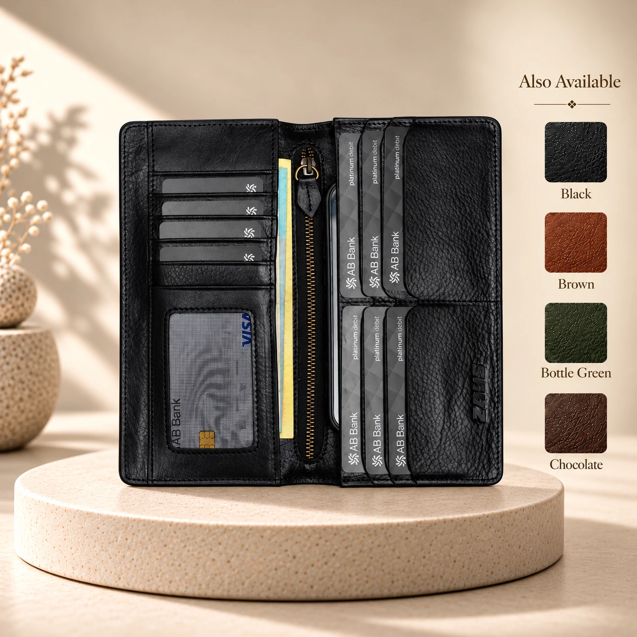 ZAYS Premium Genuine Leather Long Wallet for Men – Slim, Multi-Card & Mobile Organizer - W125 - Image 9