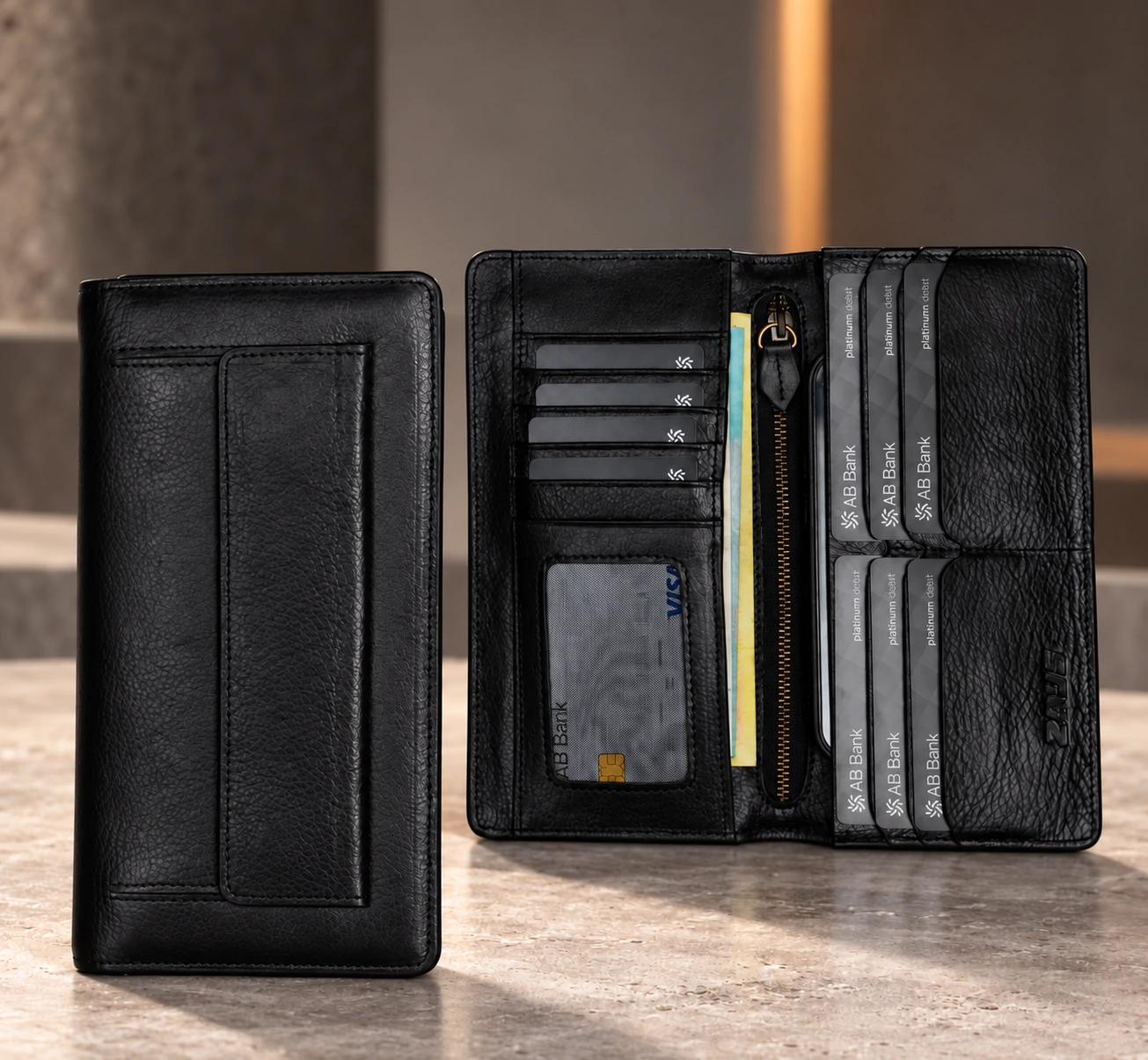 ZAYS Premium Genuine Leather Long Wallet for Men – Slim, Multi-Card & Mobile Organizer - W125 - Image 5