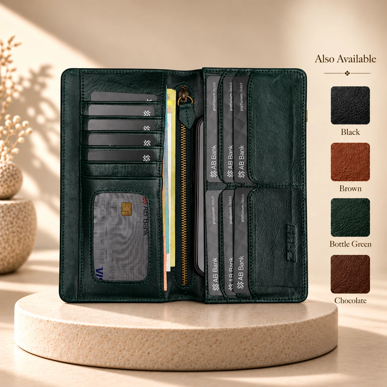 ZAYS Premium Genuine Leather Long Wallet for Men – Slim, Multi-Card & Mobile Organizer - W125 - Image 13
