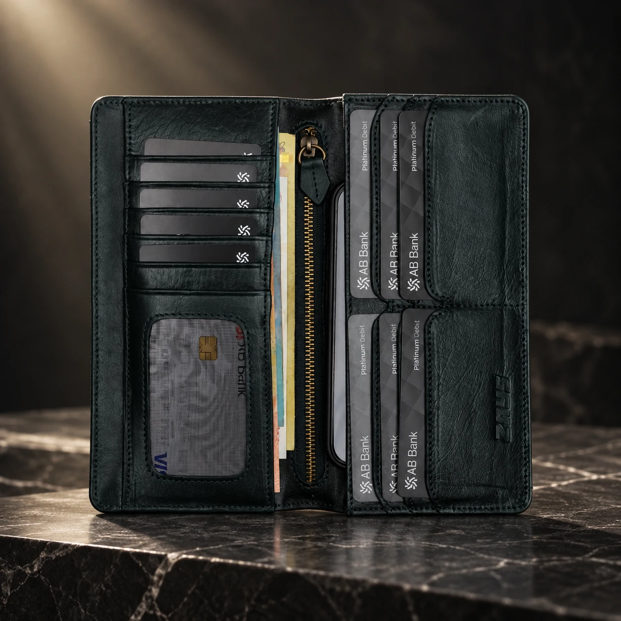 ZAYS Premium Genuine Leather Long Wallet for Men – Slim, Multi-Card & Mobile Organizer - W125 - Image 2