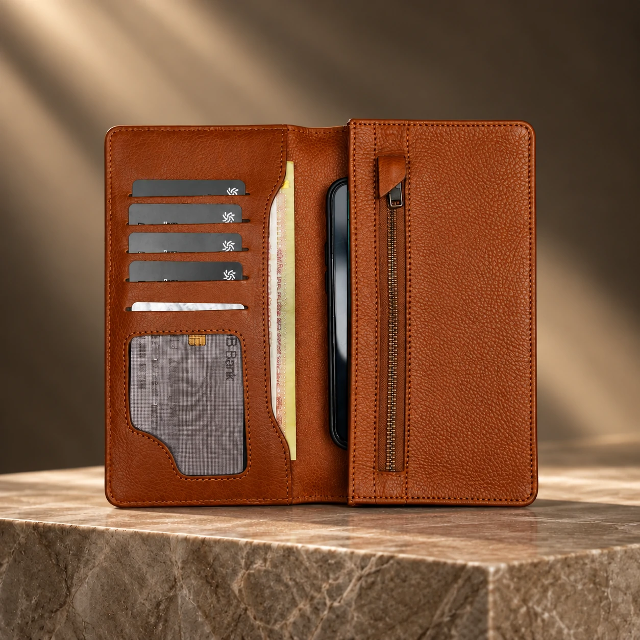 ZAYS Premium Genuine Leather Long Wallet for Men – Slim Mobile & Card Organizer - W126 - Image 3