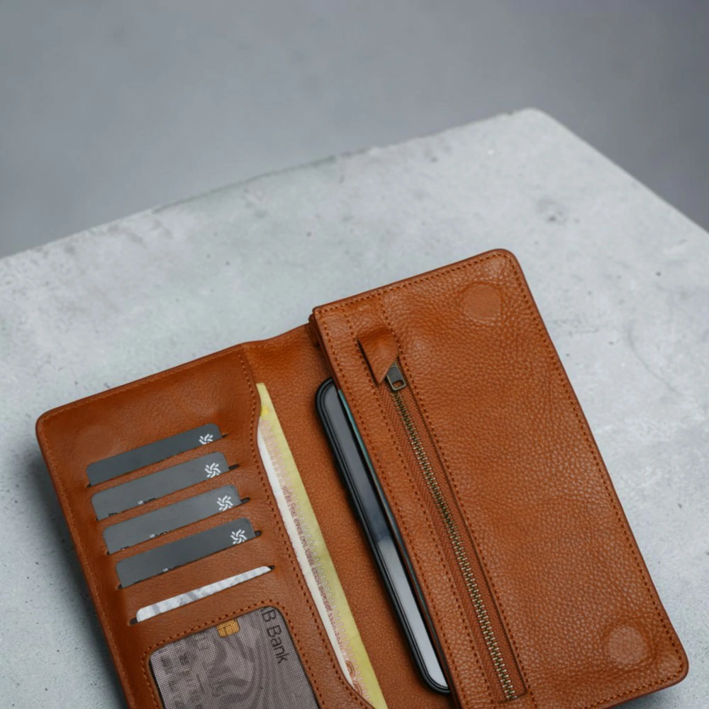 ZAYS Premium Genuine Leather Long Wallet for Men – Slim Mobile & Card Organizer - W126 - Image 4