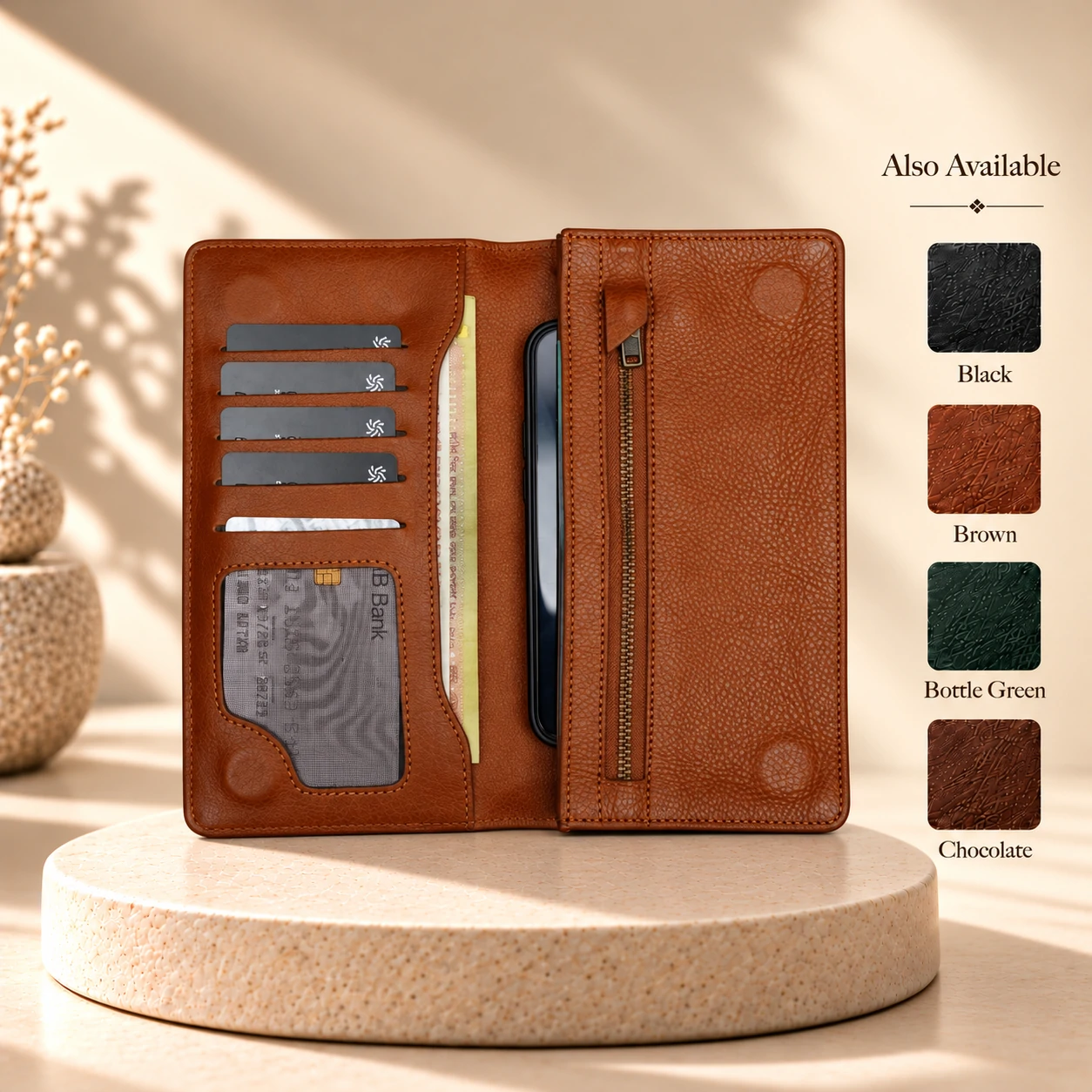 ZAYS Premium Genuine Leather Long Wallet for Men – Slim Mobile & Card Organizer - W126