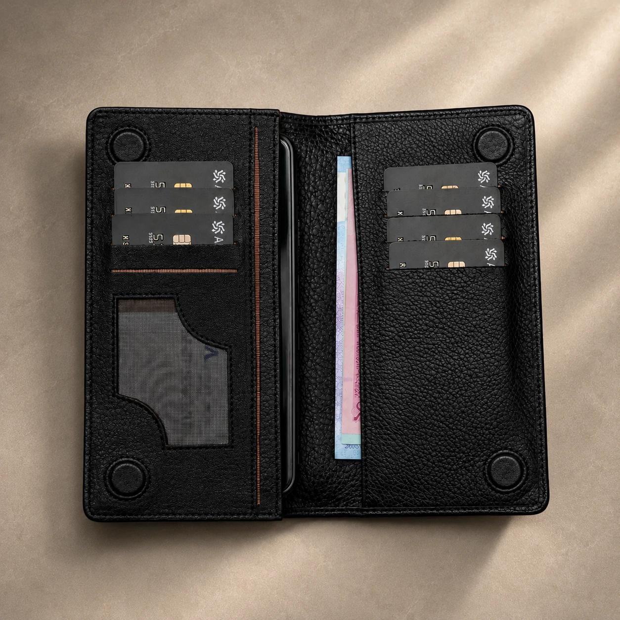 ZAYS Premium Genuine Leather Long Wallet for Men – Slim Mobile & Card Organizer with Magnetic Closure - W127 - Image 10