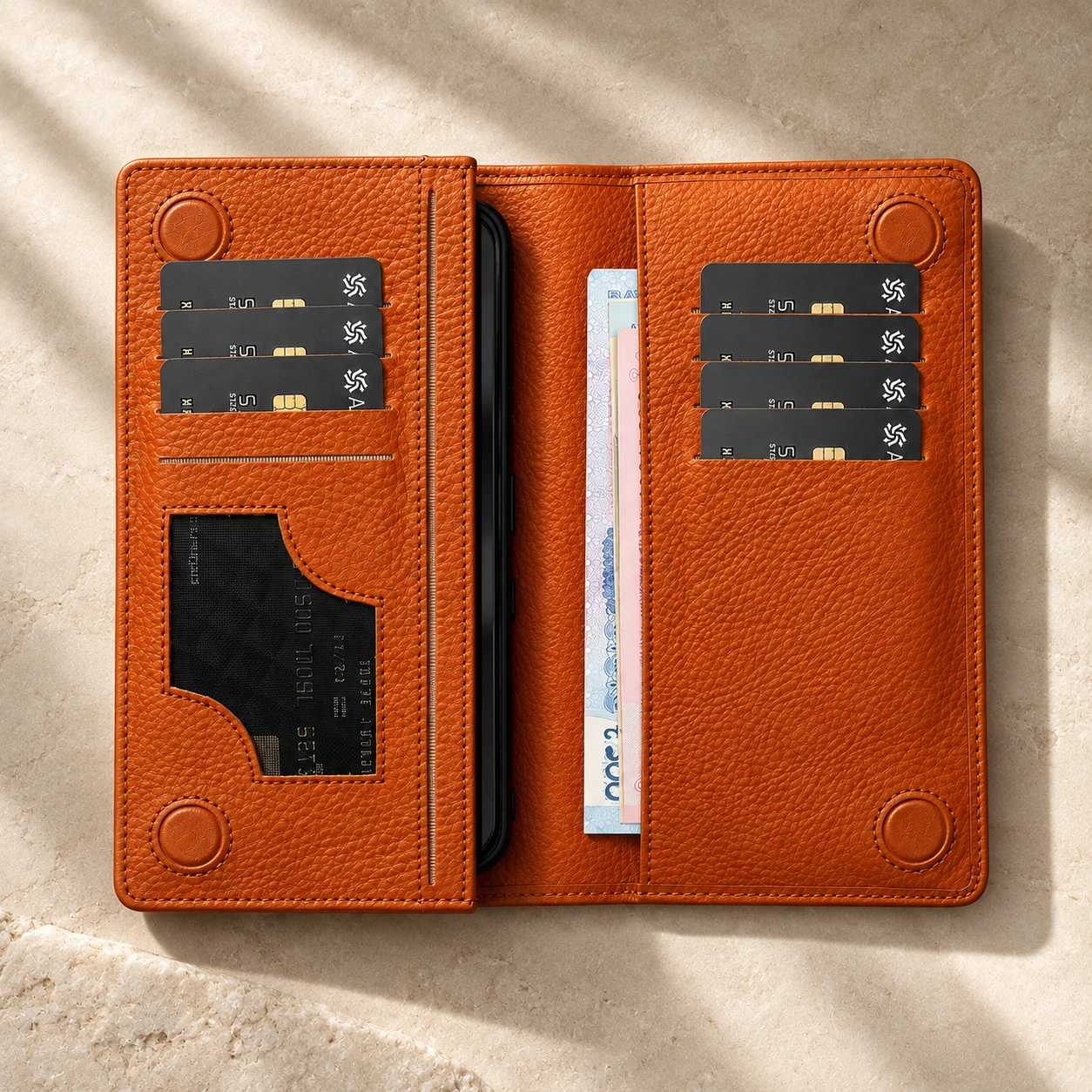 ZAYS Premium Genuine Leather Long Wallet for Men – Slim Mobile & Card Organizer with Magnetic Closure - W127