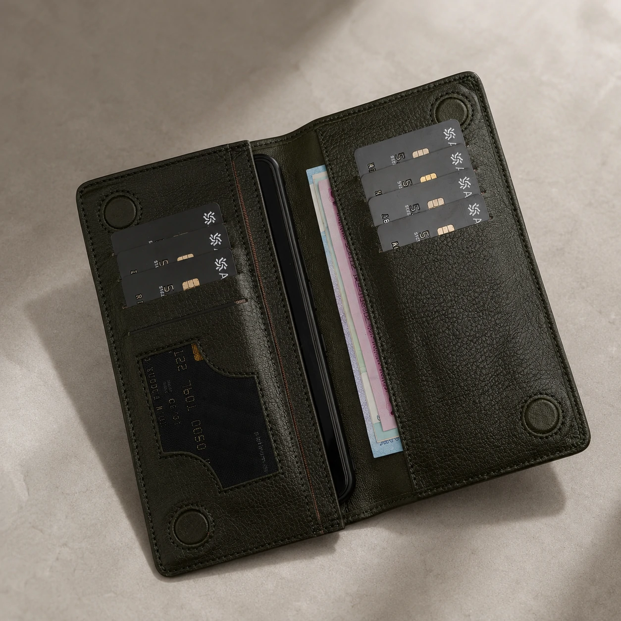 ZAYS Premium Genuine Leather Long Wallet for Men – Slim Mobile & Card Organizer with Magnetic Closure - W127 - Image 9