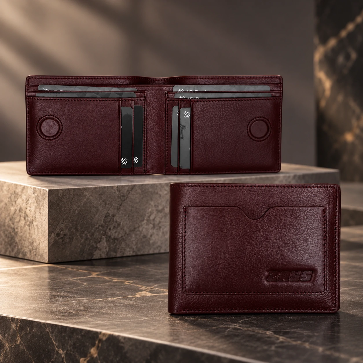 Zays Handcrafted Premium Leather Bifold Short Wallet – W124 - Image 6