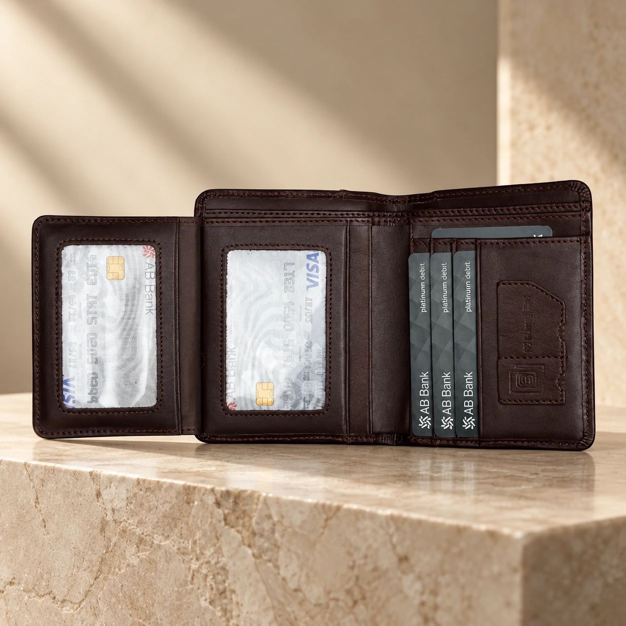 Zays Premium Genuine Leather Trifold Short Wallet for Men – Slim Wallet with Card & ID Holder – W131 - Image 5