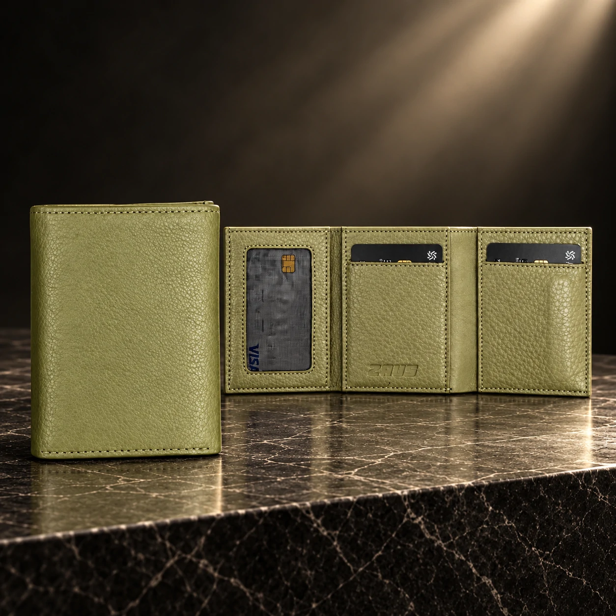 ZAYS Premium Genuine Leather Trifold Short Wallet for Men – Smart Card Holder with Zipper & Magnetic Closure – W128 - Image 48