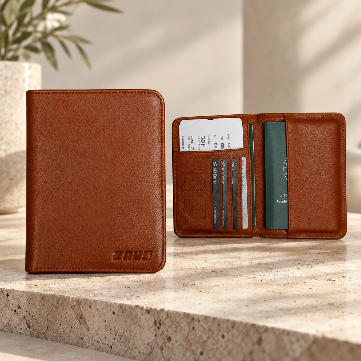 ZAYS Premium Genuine Leather Passport Cover for Men & Women – e-Passport & MRP Travel Organizer - Image 3