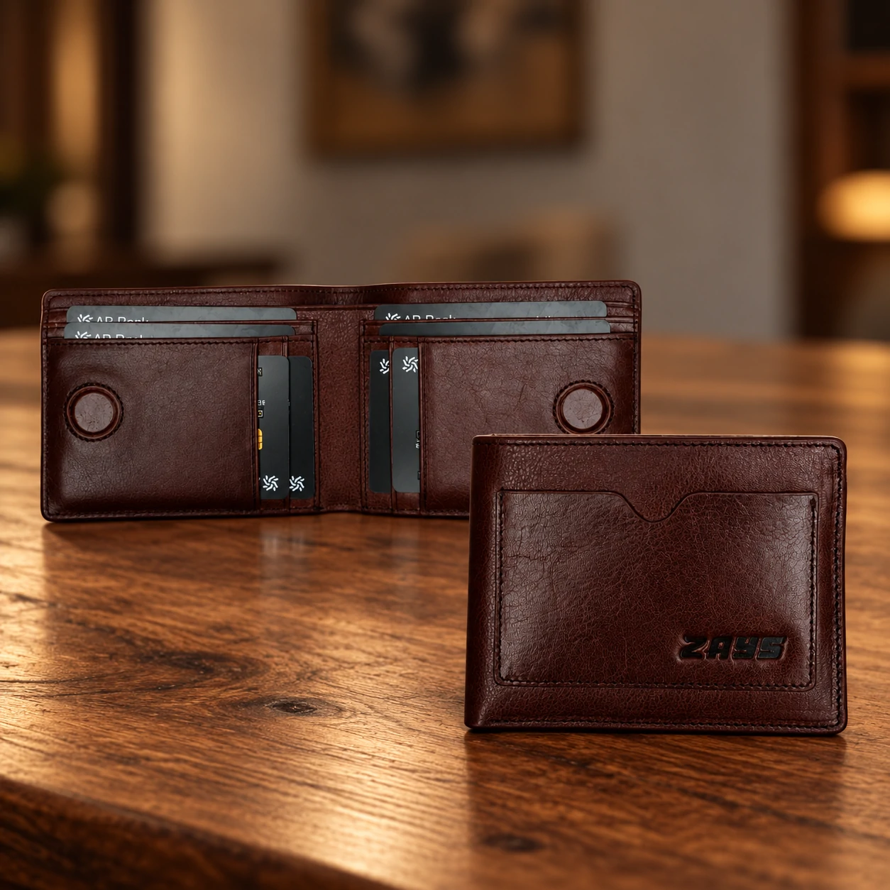 Zays Handcrafted Premium Leather Bifold Short Wallet – W124 - Image 4