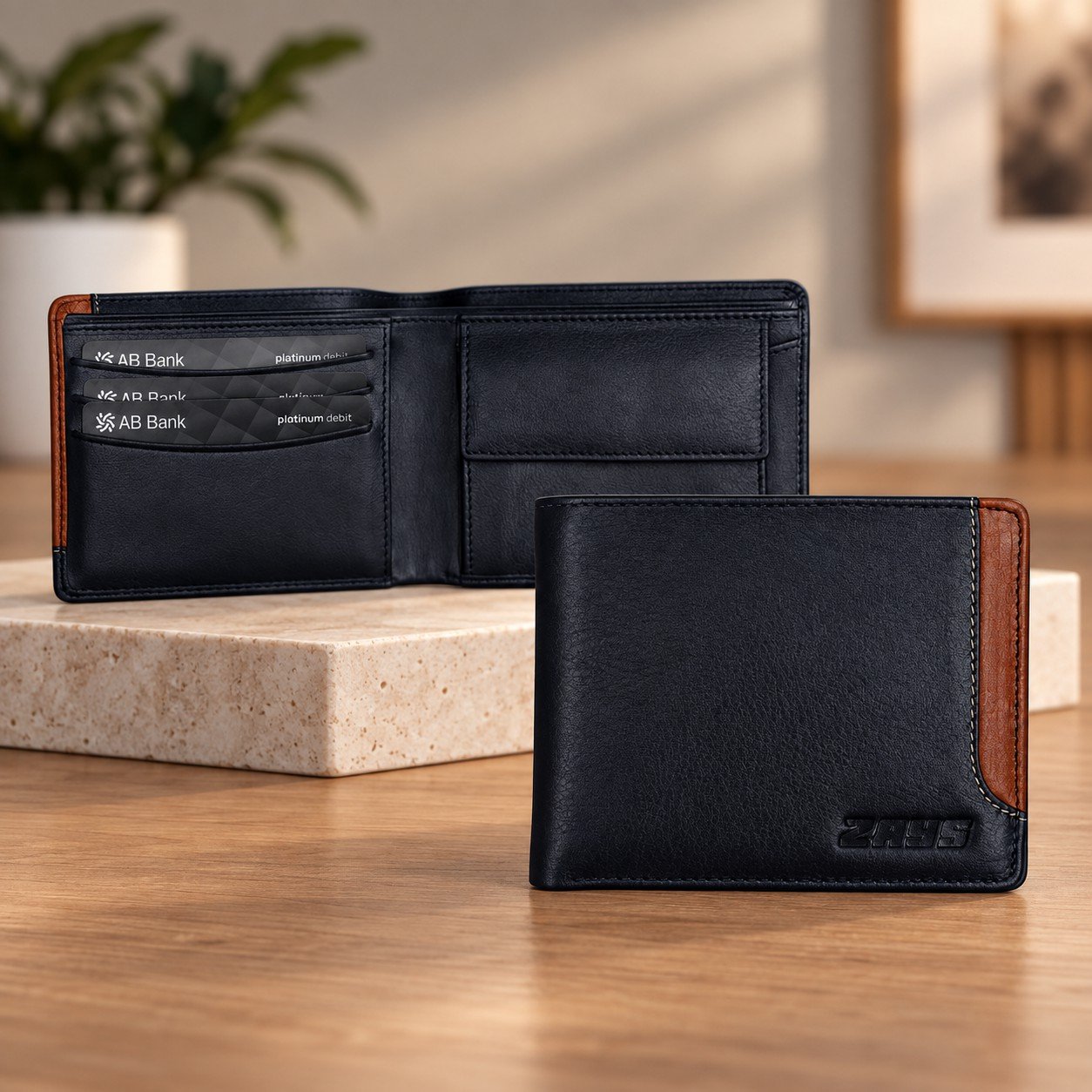 Zays Handcrafted Premium Leather Bifold Short Wallet - W109 - Image 5