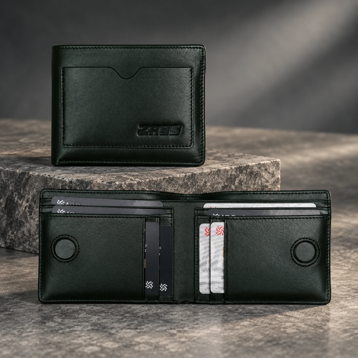 Zays Handcrafted Premium Leather Bifold Short Wallet – W124 - Image 5