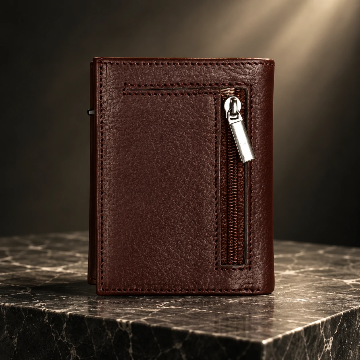 ZAYS Premium Genuine Leather Trifold Short Wallet for Men – Smart Card Holder with Zipper & Magnetic Closure – W128 - Image 33