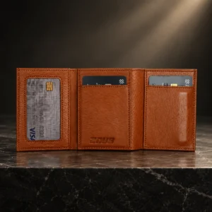 Alternative view of ZAYS Premium Genuine Leather Trifold Short Wallet for Men – Smart Card Holder with Zipper & Magnetic Closure – W128