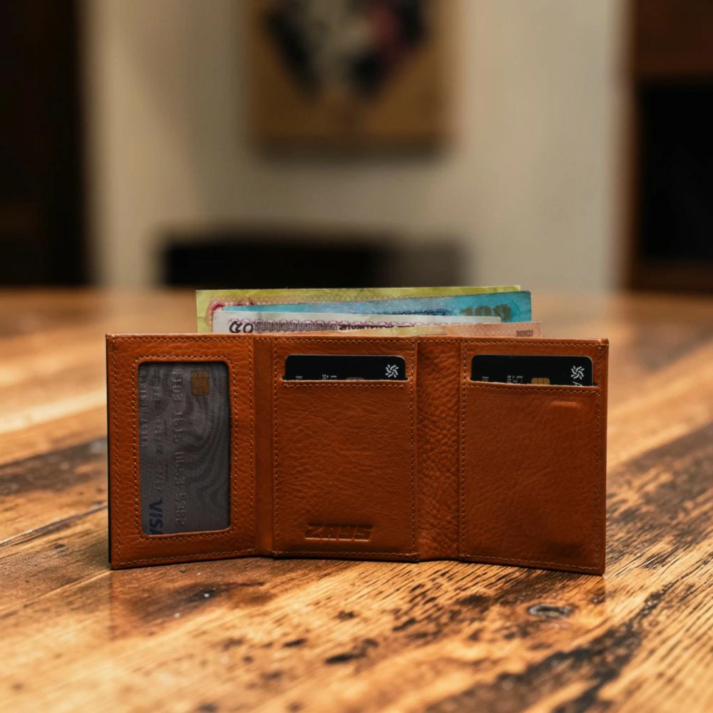 ZAYS Premium Genuine Leather Trifold Short Wallet for Men – Smart Card Holder with Zipper & Magnetic Closure – W128 - Image 18