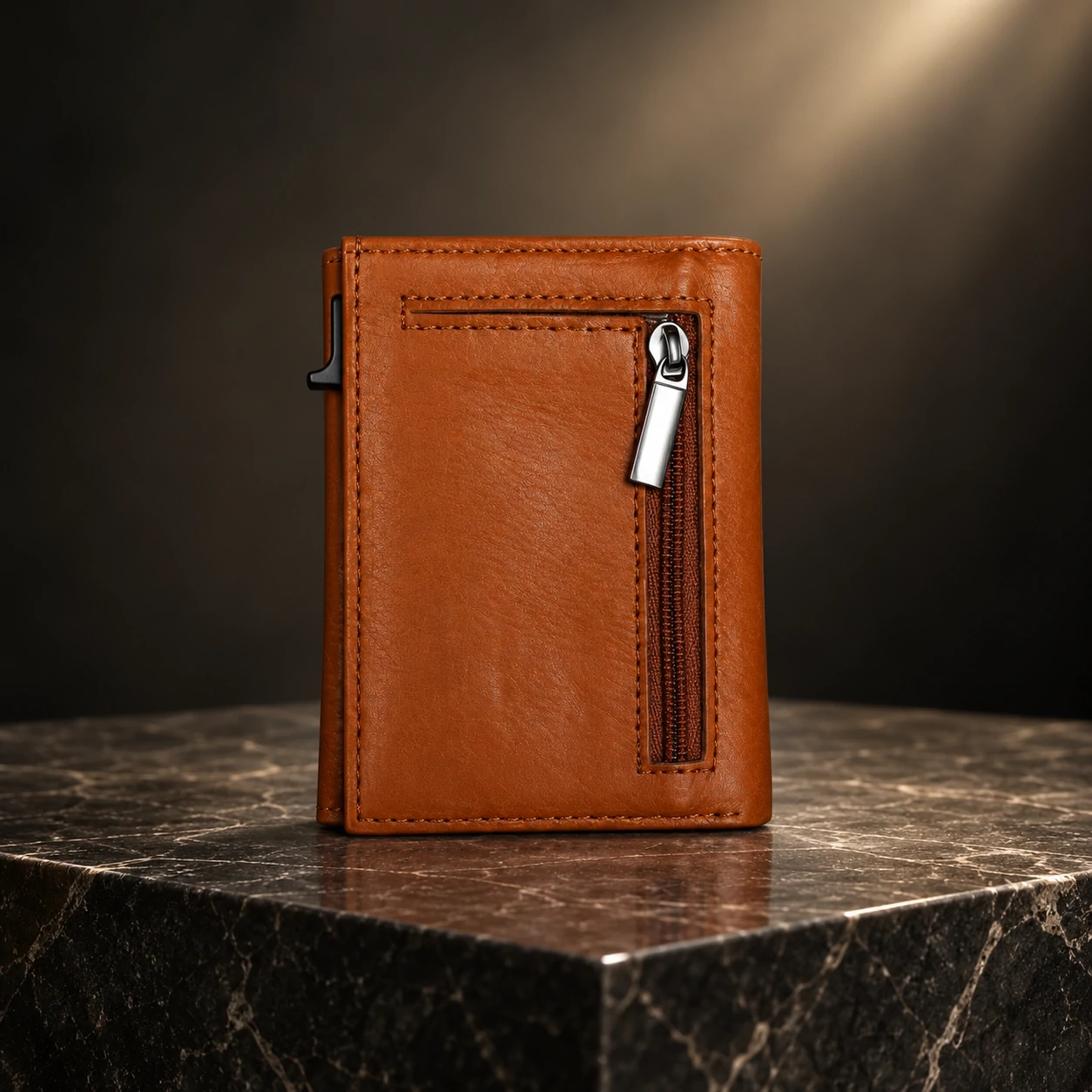 ZAYS Premium Genuine Leather Trifold Short Wallet for Men – Smart Card Holder with Zipper & Magnetic Closure – W128 - Image 16