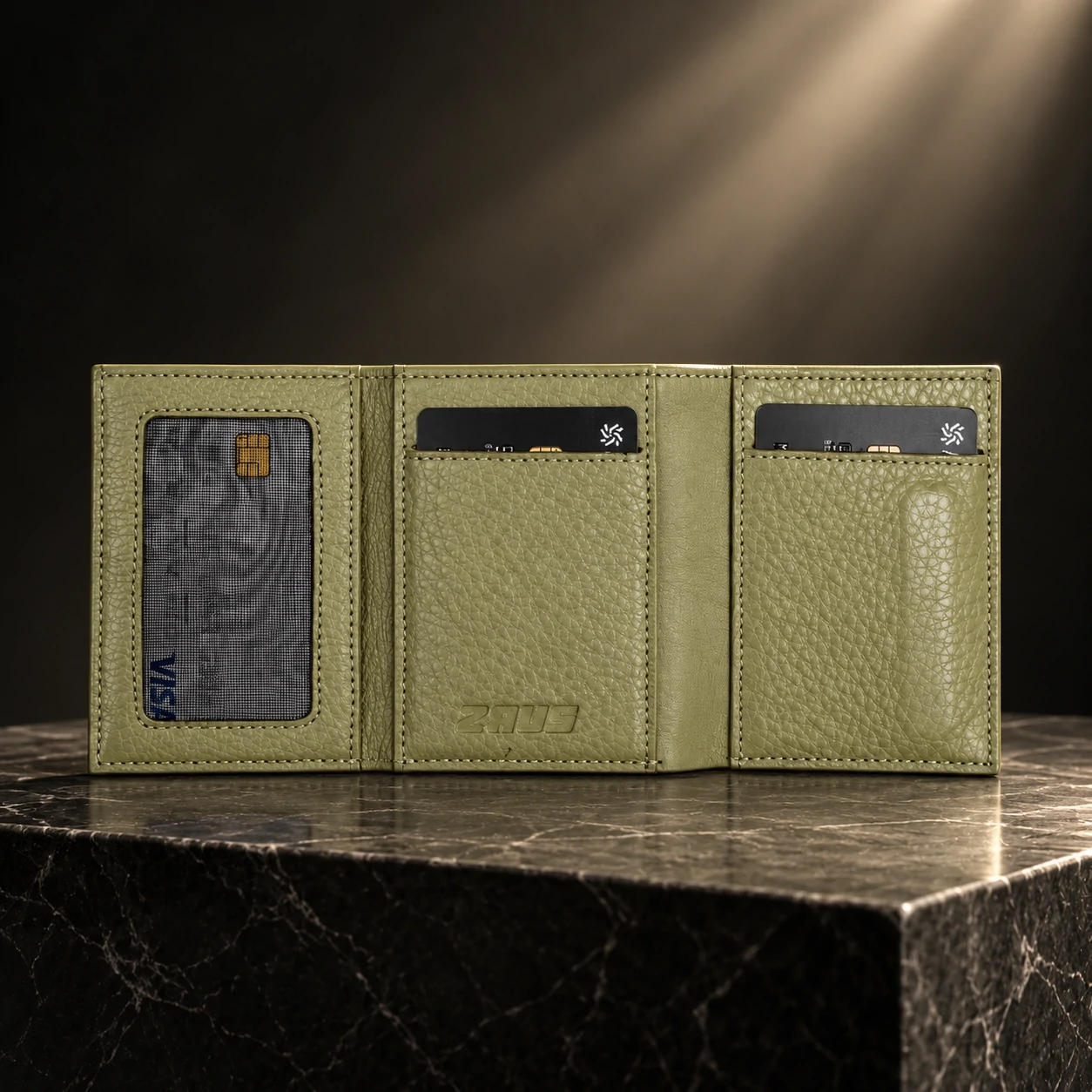 ZAYS Premium Genuine Leather Trifold Short Wallet for Men – Smart Card Holder with Zipper & Magnetic Closure – W128 - Image 5