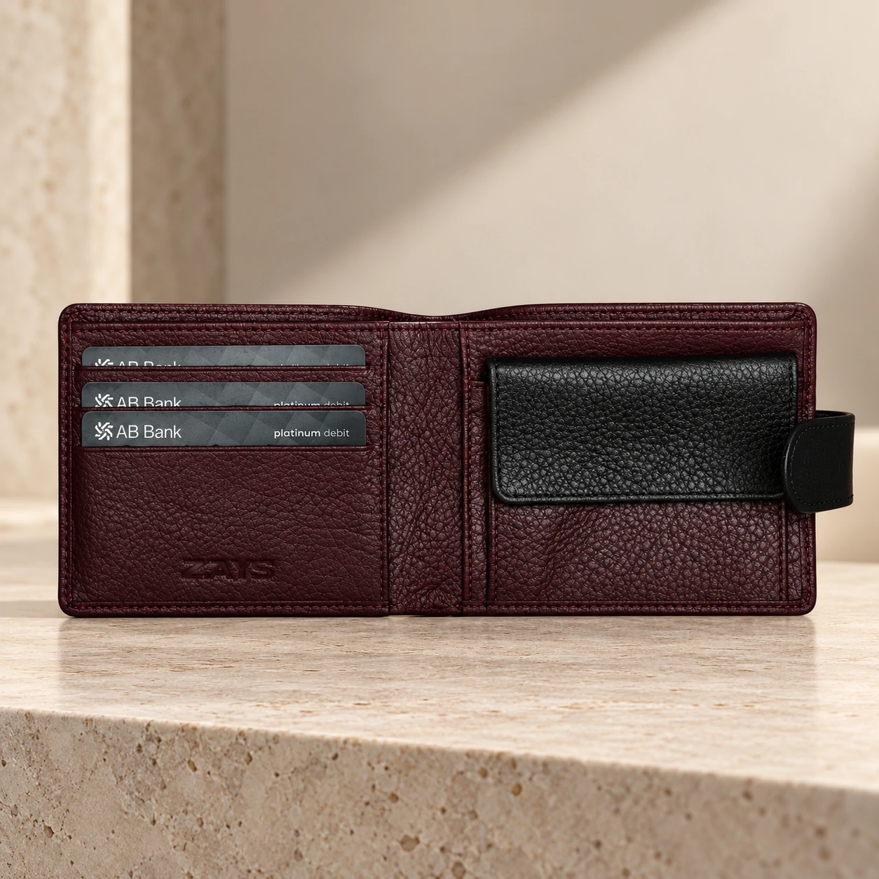 Zays Premium Genuine Leather Bifold Short Wallet for Men – Slim Wallet with Card Slots & Secure Strap Closure – W129 - Image 7