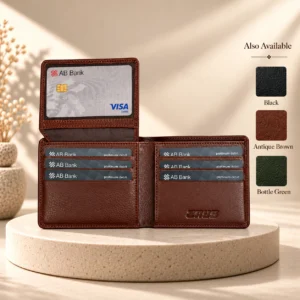 Zays Premium Genuine Leather Bifold Short Wallet for Men – Slim Wallet with 11 Card Slots & ID Holder – W130
